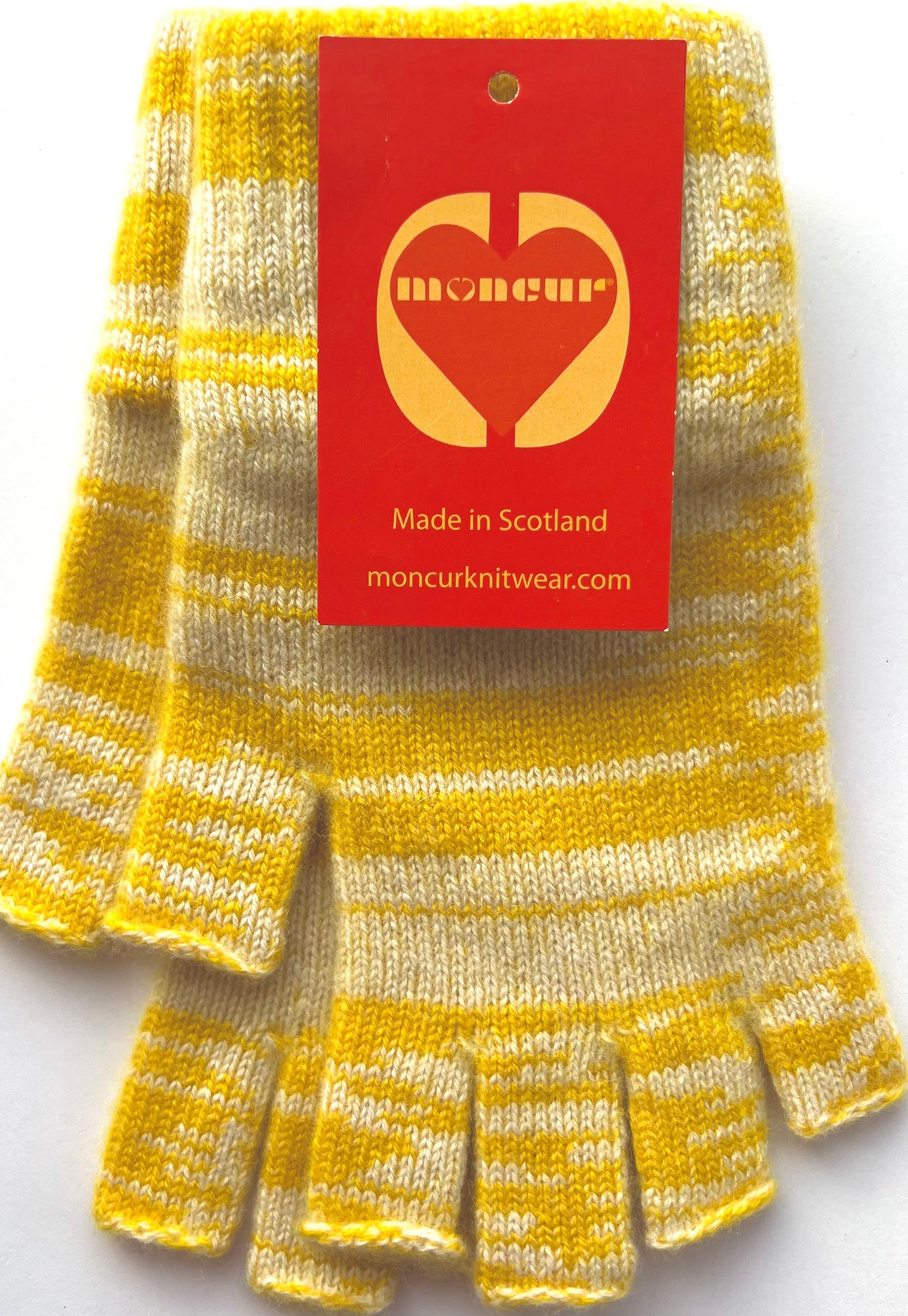 Luxury Scottish Cashmere Fingerless Gloves - Zesty Bright Shades - Moncur Knitwear