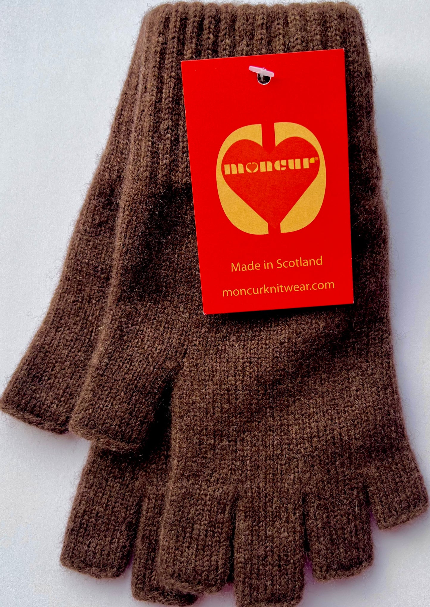 Luxury Scottish Cashmere Fingerless Gloves - Natural Earth Shades - Moncur Knitwear