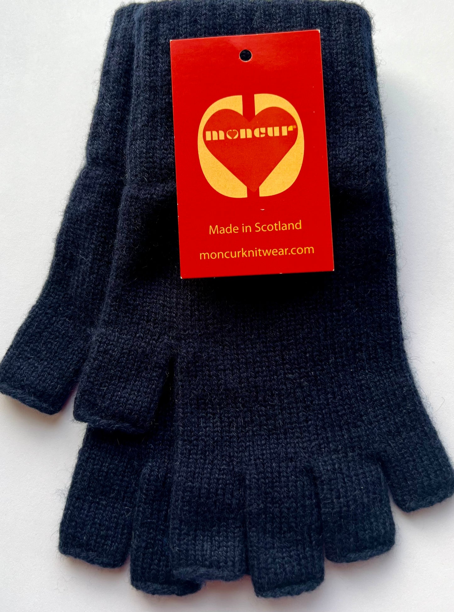 BLUE SHADES of Moncur Cashmere Fingerless Gloves. Luxury Colourful Cashmere in Rainbow shades. Made in Scotland.
