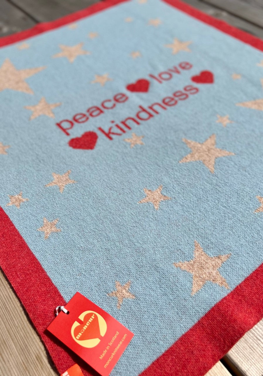 Moncur Knitwear Scottish 'Wee Star' beautifully soft and contemporary Lambswool Baby Blanket. Made in Scotland