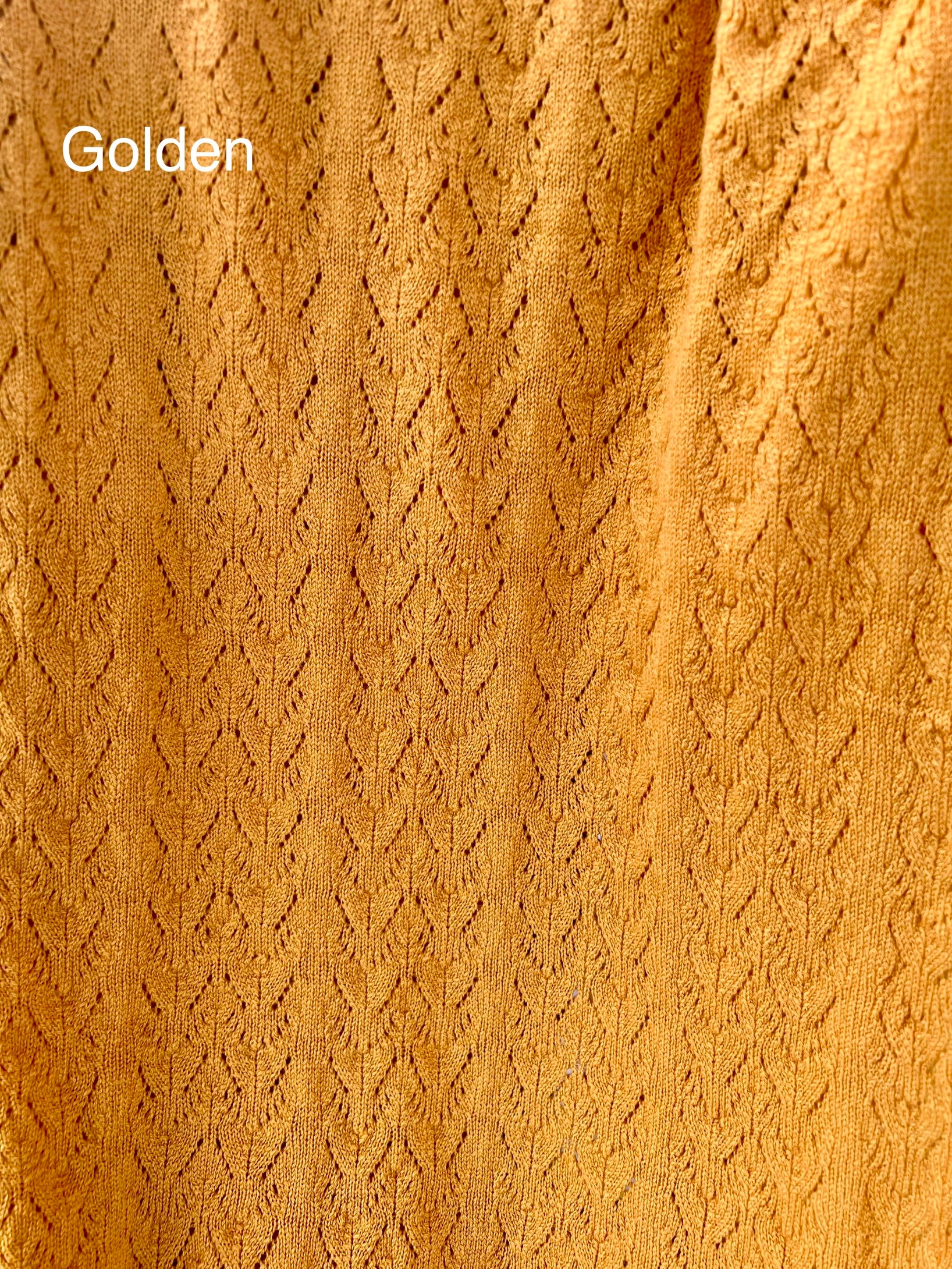 golden lace wrap pattern detail moncur knitwear 