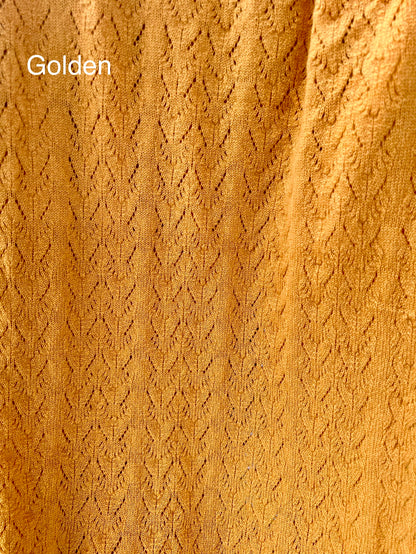 golden lace wrap pattern detail moncur knitwear 