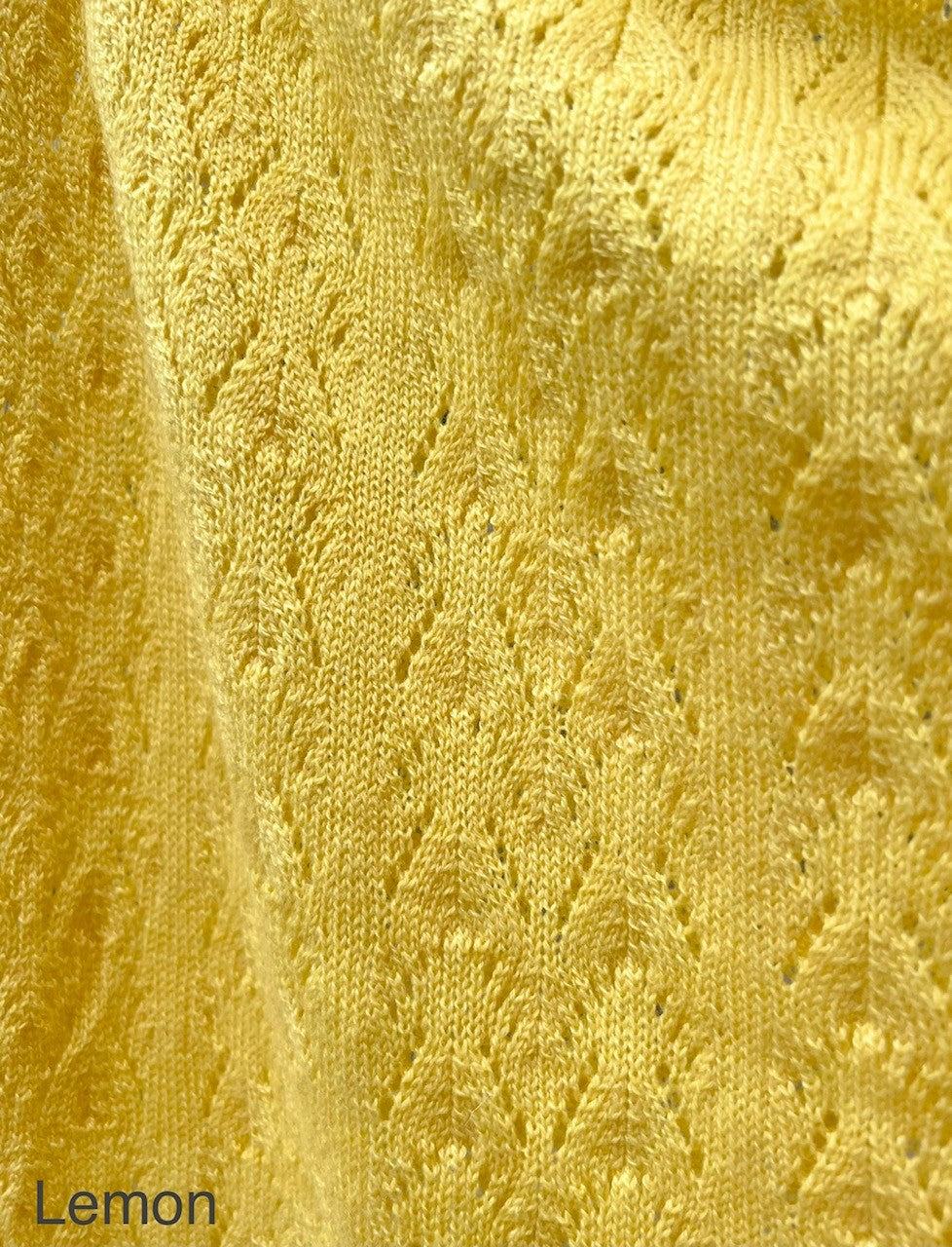 lemon lace detail of fine pattern in cashmere by moncur knitwear 