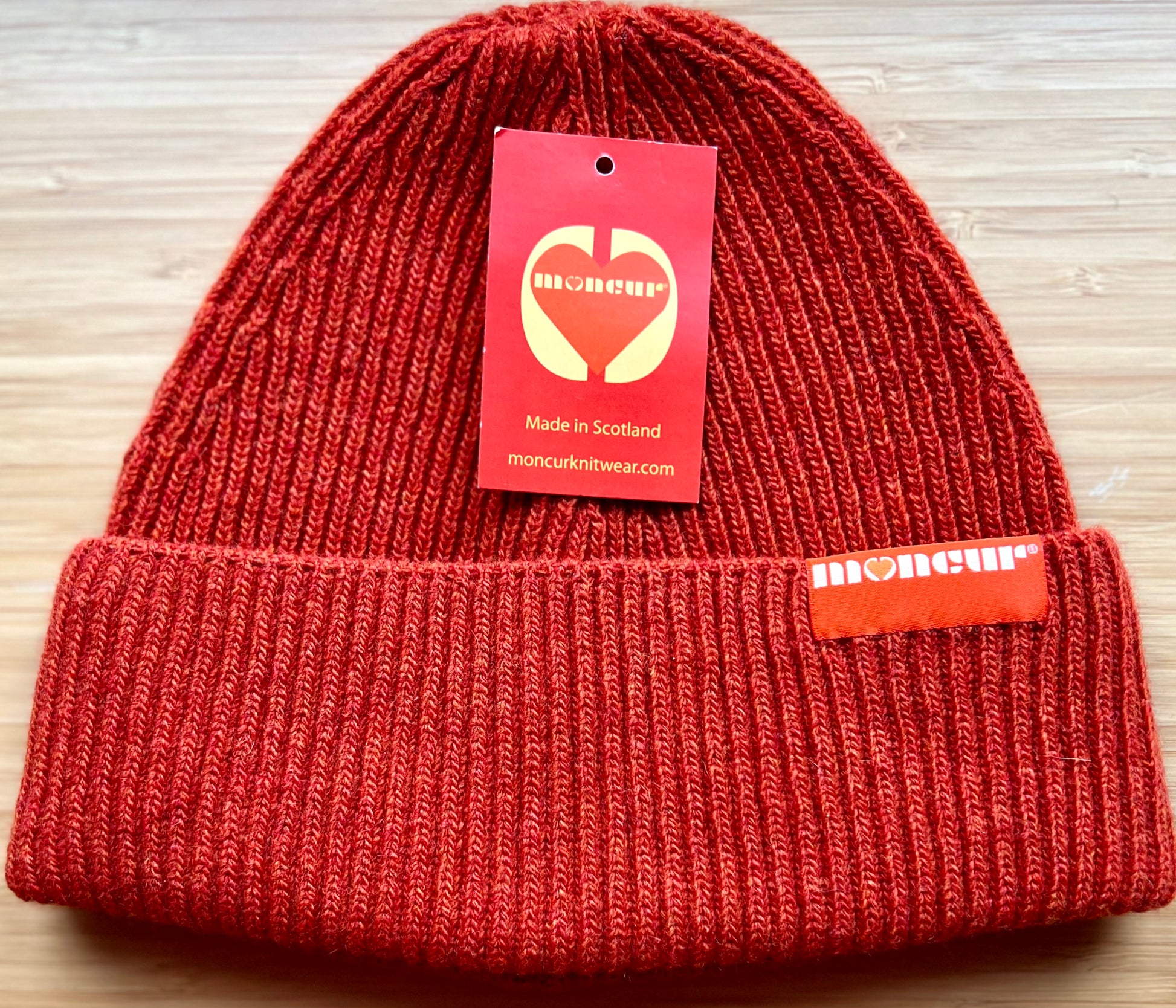 scottish luxury rusty orange lambswool hat - moncur knitwear