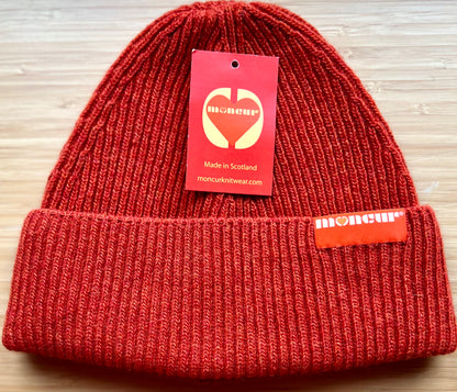 scottish luxury rusty orange lambswool hat - moncur knitwear